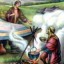 Jacob feeds Esau